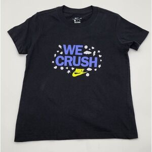Nike T-Shirt Kids Small Black We Crush Graphic Short Sleeve Tee Girls EXC